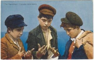 Postcard of Neapolitan boys playing morra.